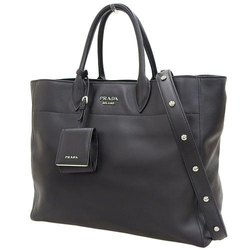 2-Way Tote Bag, Calfskin, CITY CALF NERO 1BG041, Shoulder Bag, Top Handle Bag, Handbag