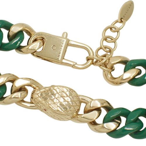 Serpenti Forever Bracelet, Metal (GP), Enamel, Accessory, Jewelry, Maxi Chain, Snake Motif, Snake Head