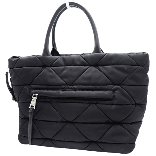 ミディアム パデッド Re-Nylon トートバッグ 2way ショルダー 肩掛け ナイロン NERO ネロ 1BG435_RDJN_F0002_V_OOO