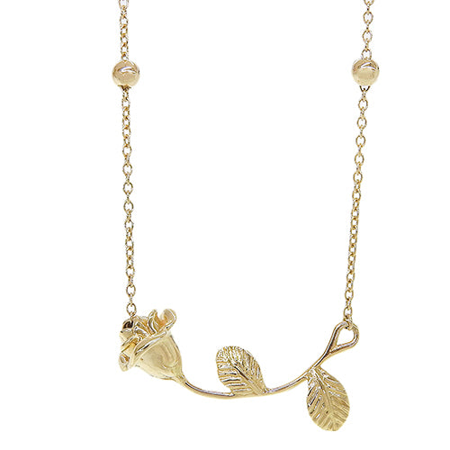 マイクロ ローズ ネックレス イエローゴールド K18YG アクセサリー ジュエリー 薔薇 バラ