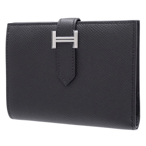 Bearn Compact Veau Epsom Leather Palladium Hardware Silver Hardware W Stamp Bi-fold