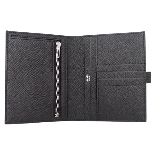 [New]  Be'an Compact, Epsom Calfskin Leather, Palladium Hardware, Black;  Silver Hardware, W stamp.