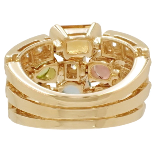 Allegra Ring, Diamond, Tourmaline, Citrine, Peridot, and Topaz, 18K Yellow Gold, YG, Accessory, Jewelry, Three-Band, Size 10.5 (50.5)
