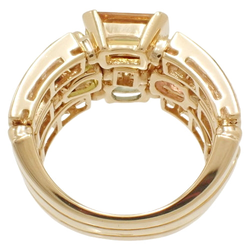 Allegra Ring, Diamond, Tourmaline, Citrine, Peridot, and Topaz, 18K Yellow Gold, YG, Accessory, Jewelry, Three-Band, Size 10.5 (50.5)