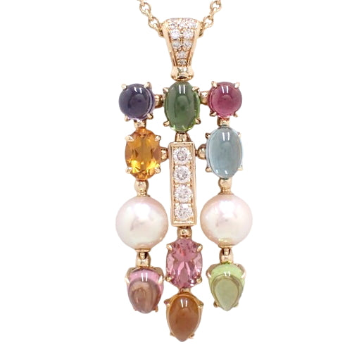 Allegra Necklace Pearl/Diamond/Tourmaline/Citrine/Peridot/Topaz/Amethyst 18K Yellow Gold YG Accessory Jewelry