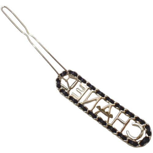 Logo Barrette Fashion Accessory Hair Clip Metal (GP) Leather B20C Stamp