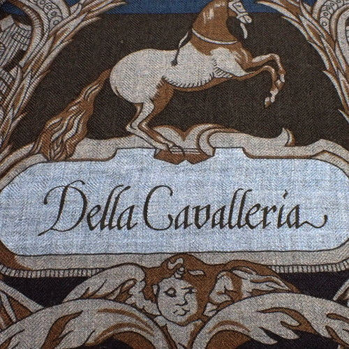 CAVALLERIA DETRIERS 鐙 カレジェアン140 カシミヤ シルク 大判スカーフ カレ140