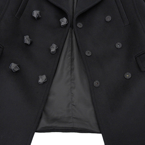 Leather button pea coat size 38