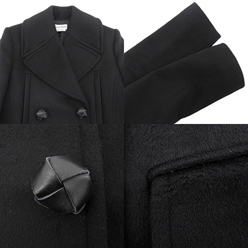 Leather button pea coat size 38