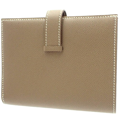 Bearn Compact Etoupe/Etoupe Veau Madame Gold Hardware W Stamp Bi-fold