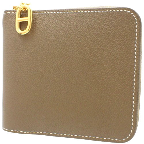 Zip Ango Etoupe/Etoupe Evercolor Gold Hardware W Stamp Round Zip Wallet Chaine d'Ancre Bifold