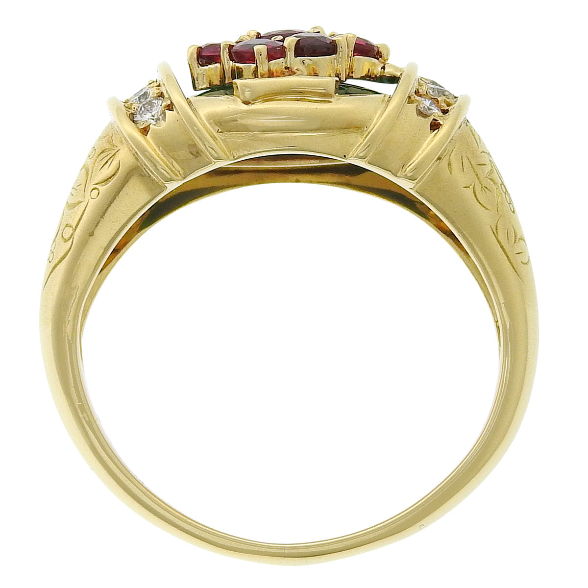 Grape Ruby Diamond Ring, R0.77/D0.22, K18 Yellow Gold (YG)