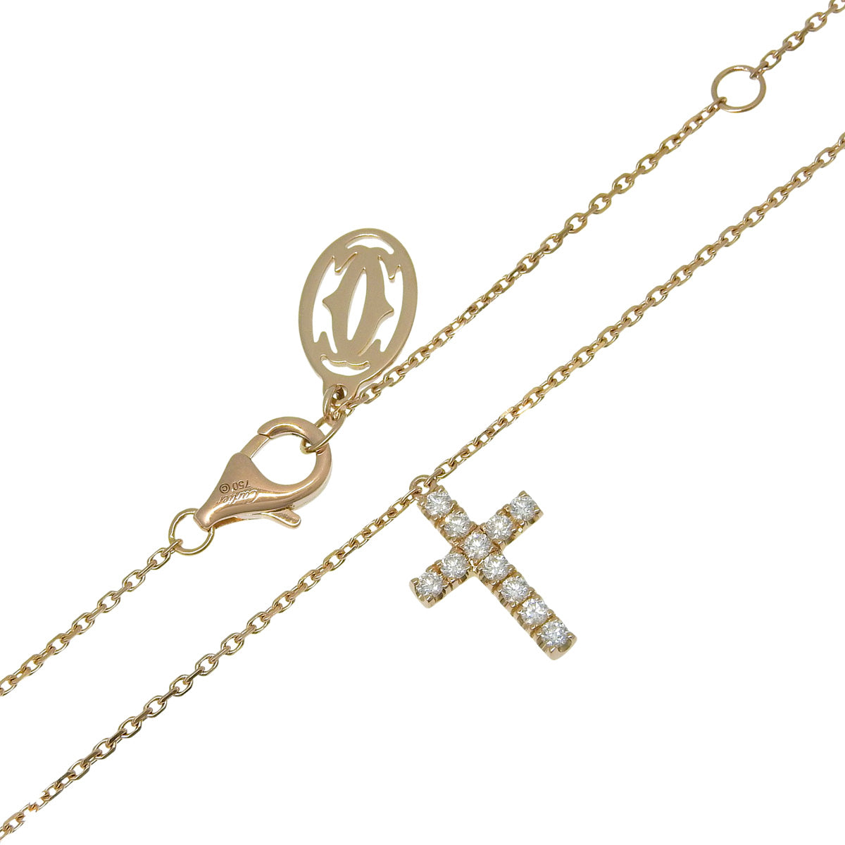 符号十字架项链 钻石粉金 K18PG
