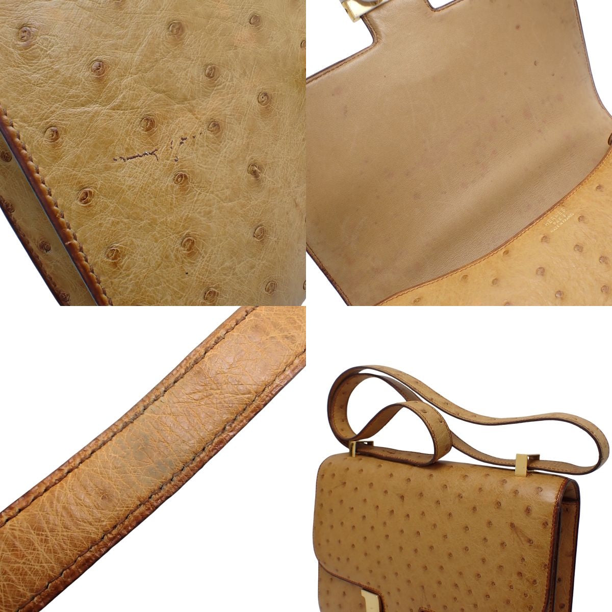 Constance 23 鸵鸟栗色皮革，金色五金配件，〇S 印记