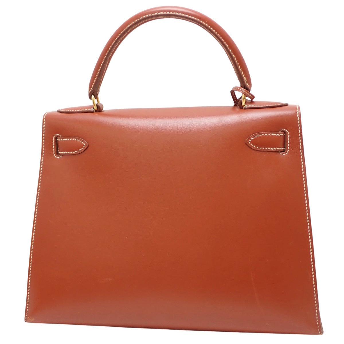 ケリー28 (外縫い) ボックスカーフ ブリック ゴールド金具 〇W刻印