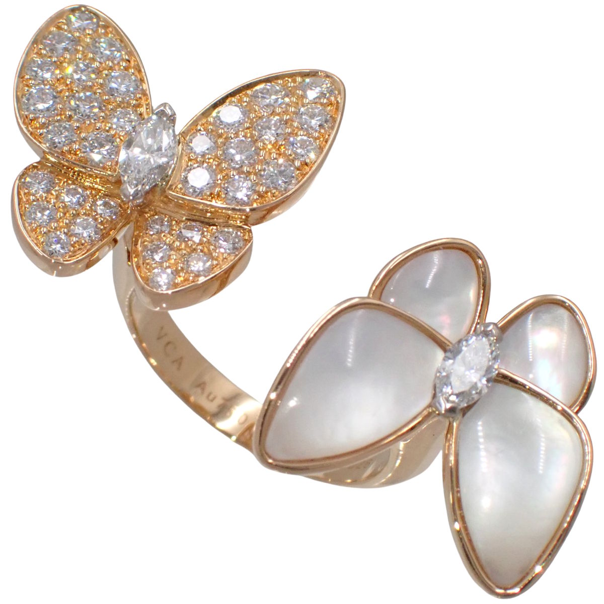 Entree Les Doors 戒指，钻石/珍珠母贝，粉红金，18K 金