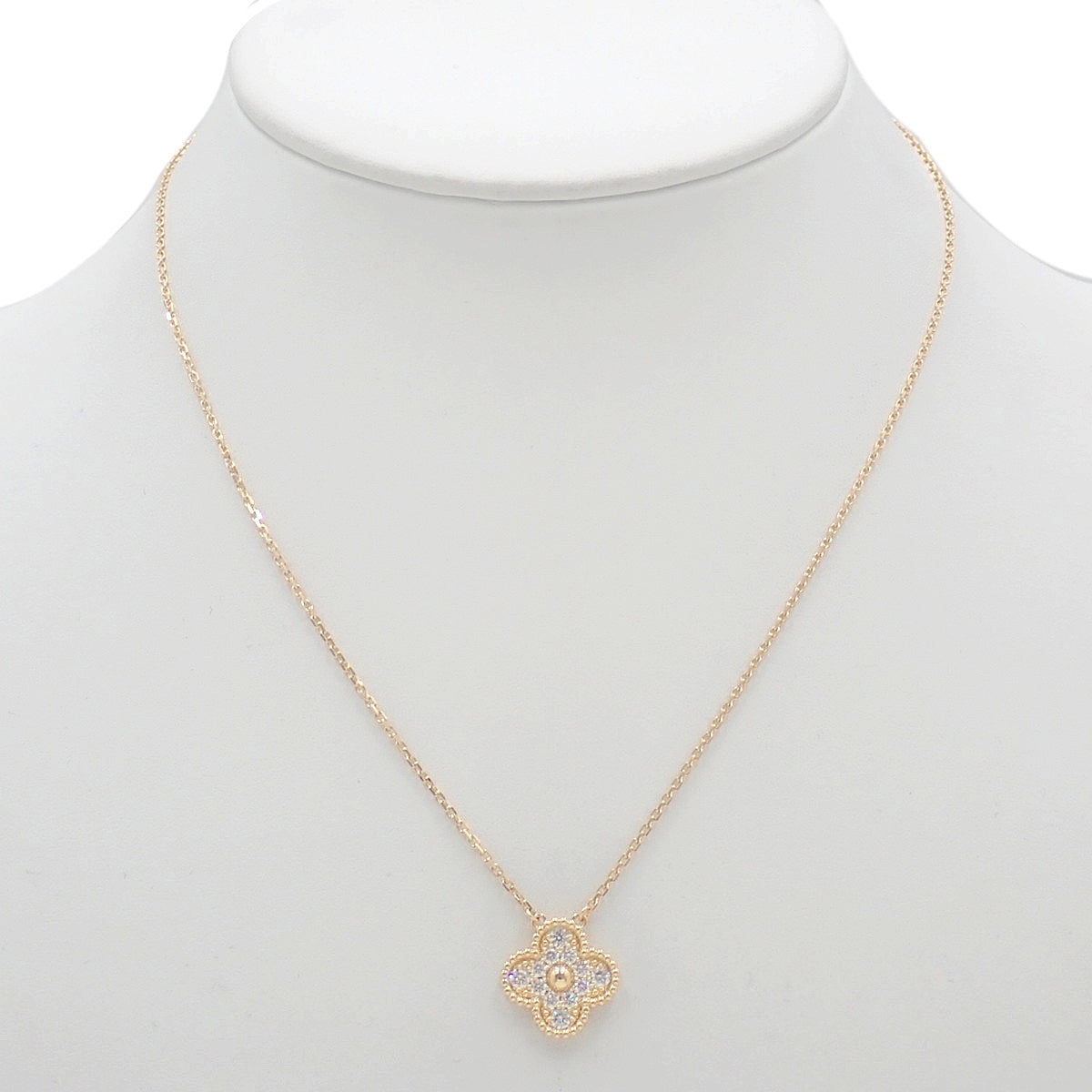 复古 Alhambra 吊坠，18K 黄金镶钻