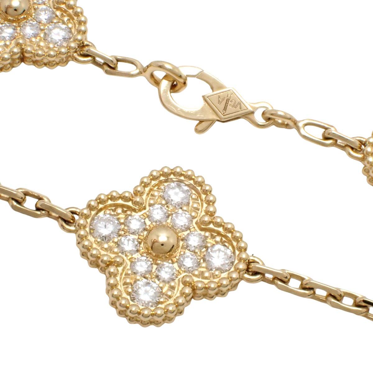 ヴィンテージ アルハンブラ ブレスレット 5モチーフ ダイヤモンド イエローゴールド K18YG 14.0g