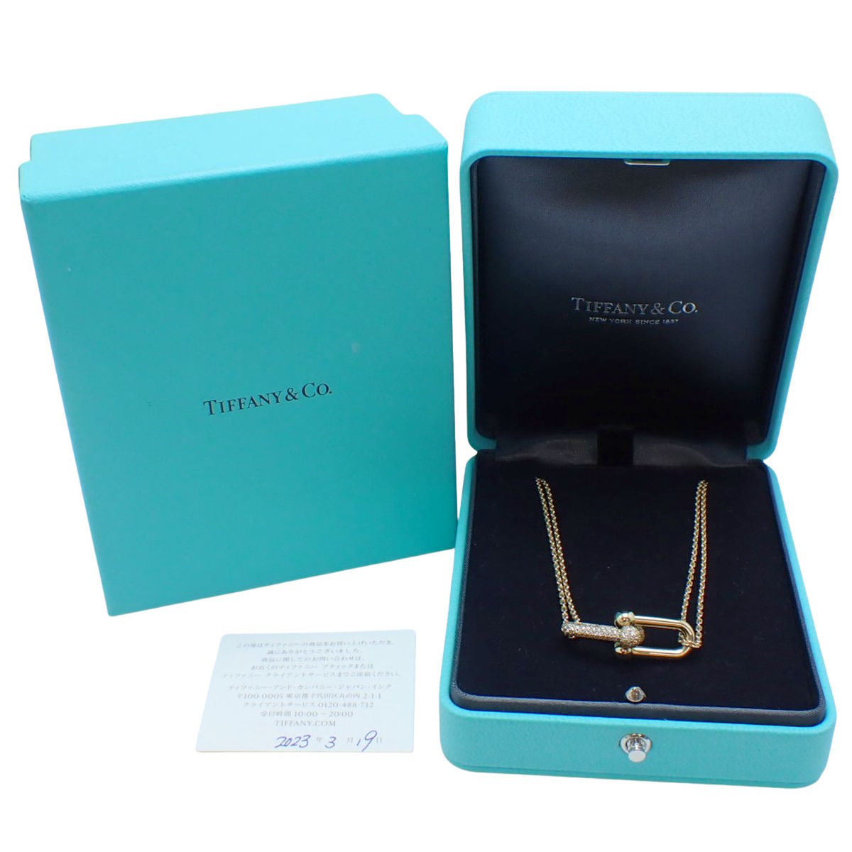 ラージ ダブル リンク ペンダント ダイヤモンド D0.74 イエローゴールド K18YG