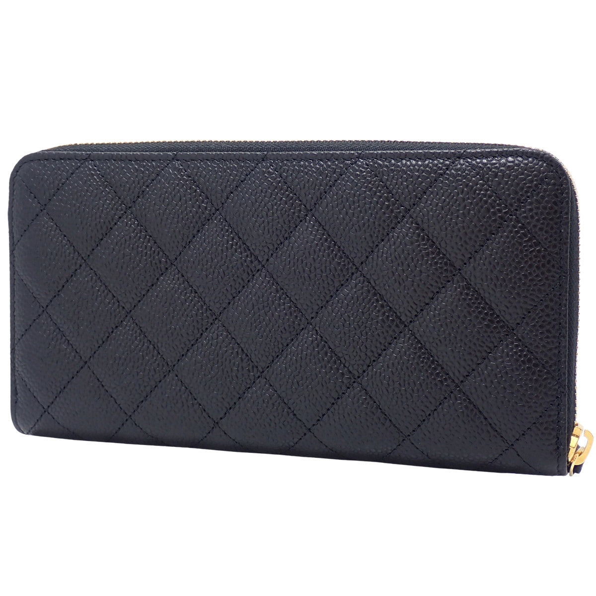 マトラッセ ココマーク ラウンドファスナー長財布 キャビアスキン ブラック A50097