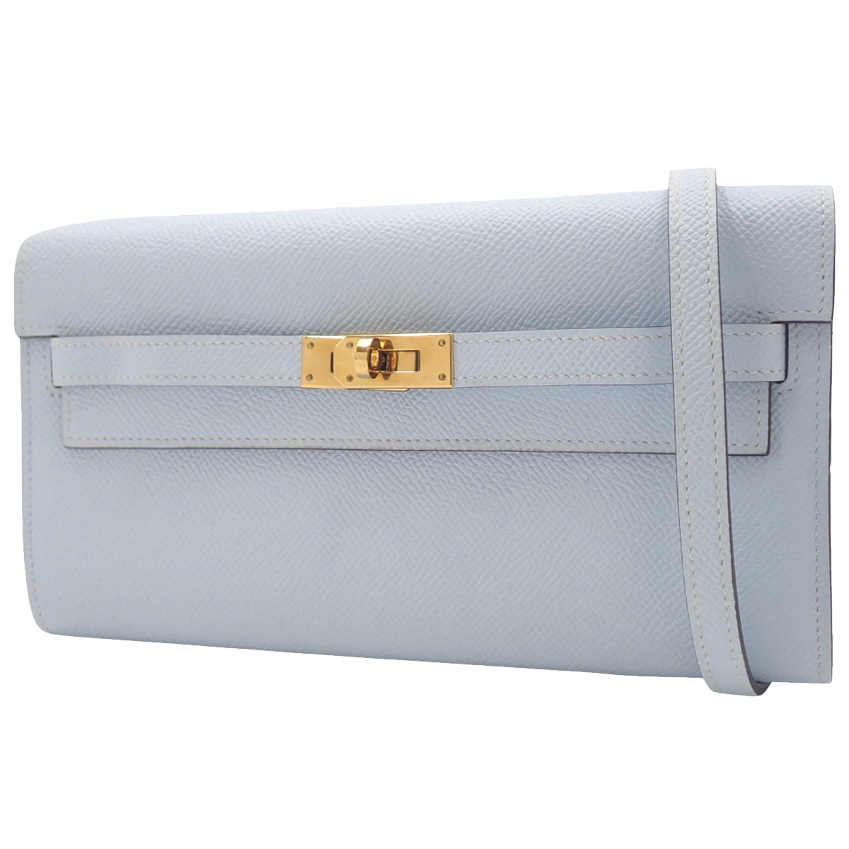 Kelly To Go 钱包，Epsom 皮革，蓝色，金色五金，D 字印记