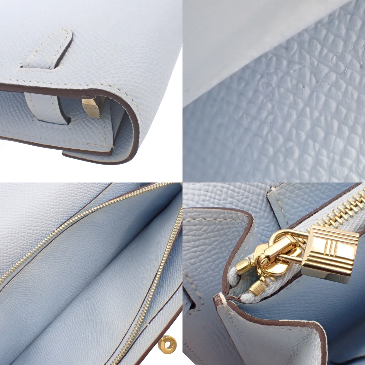 Kelly To Go 钱包，Epsom 皮革，蓝色，金色五金，D 字印记