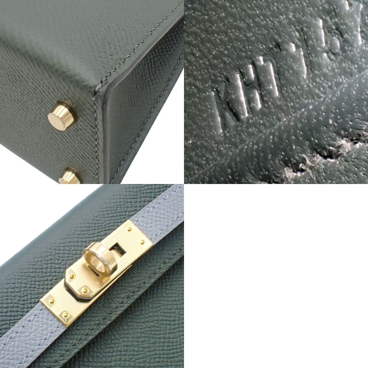 [New] Mini Kelly 2 Tricolor K Stamp, Epsom Leather, Beurre Mangrove, Beurre Amand, Black, Gold Hardware