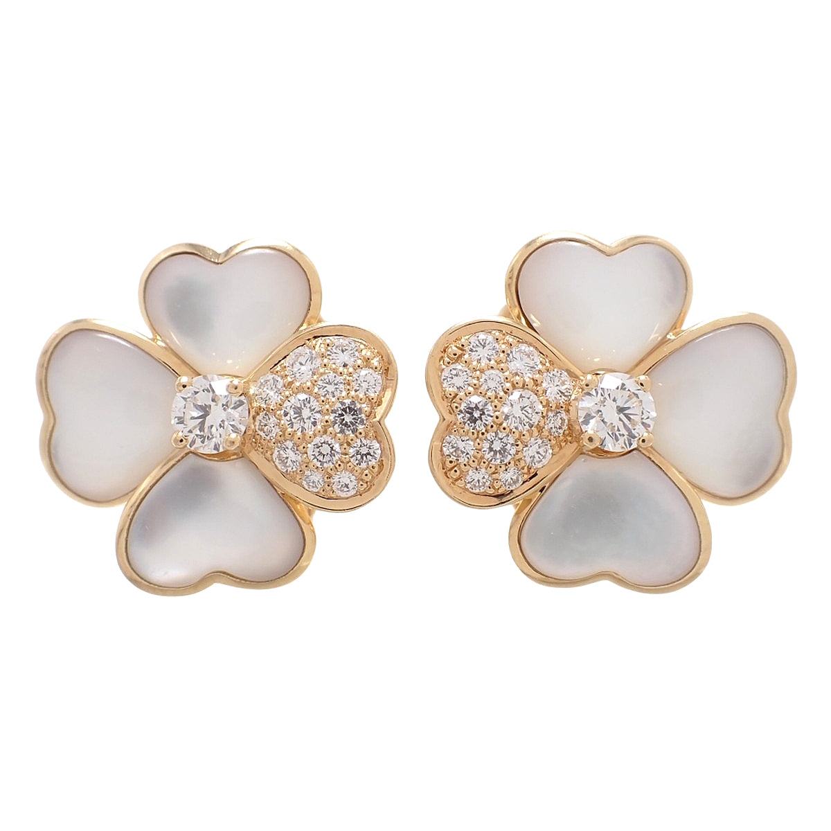 Cosmos Medium Earrings, Mother of Pearl/Diamond, Pink Gold, 18K PG, 14.9g