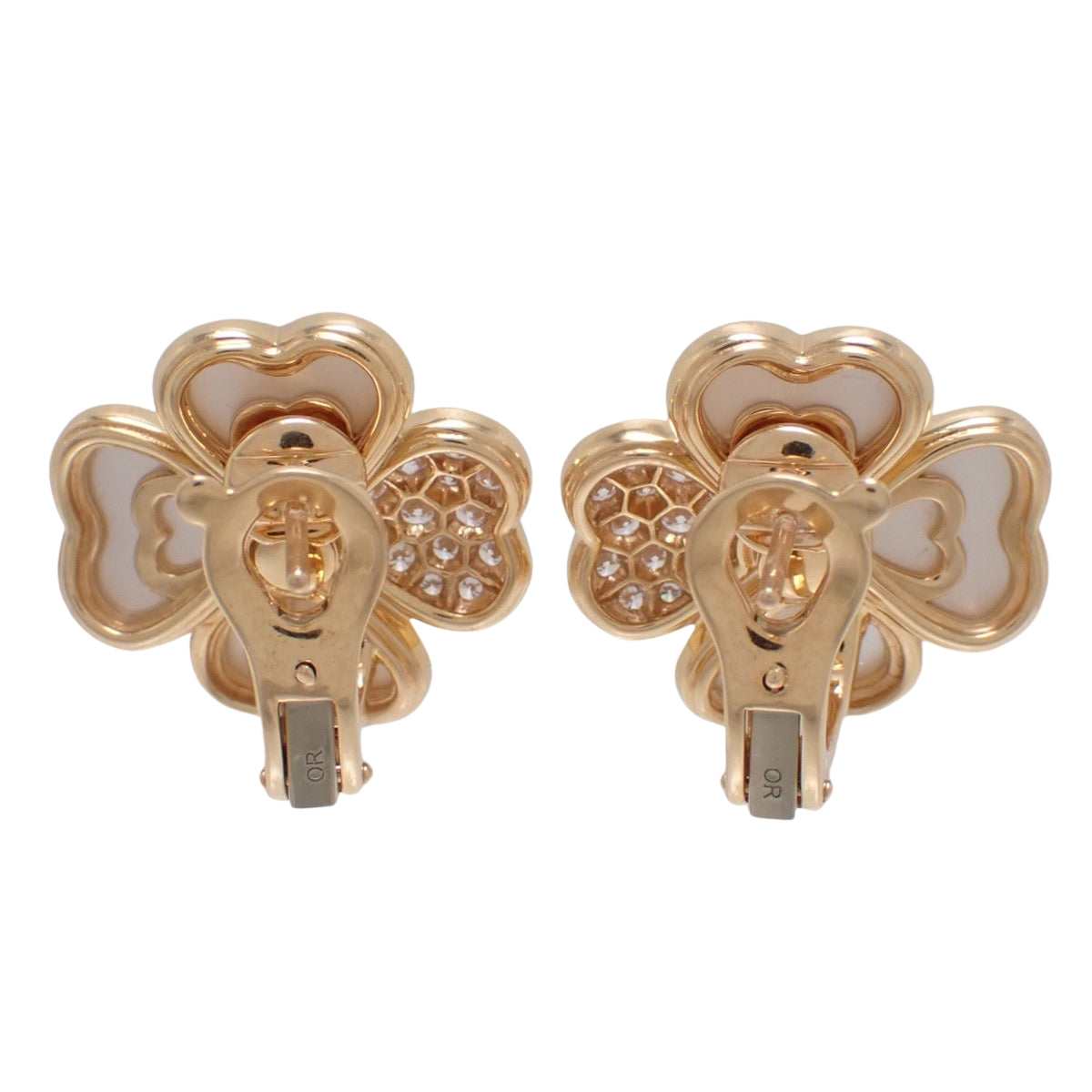 Cosmos Medium Earrings, Mother of Pearl/Diamond, Pink Gold, 18K PG, 14.9g