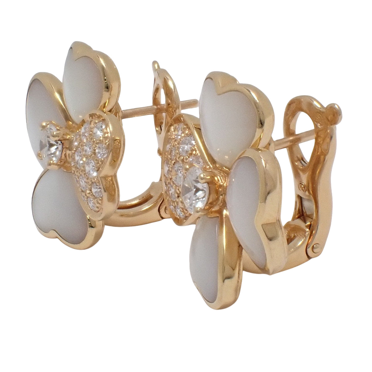 Cosmos Medium Earrings, Mother of Pearl/Diamond, Pink Gold, 18K PG, 14.9g