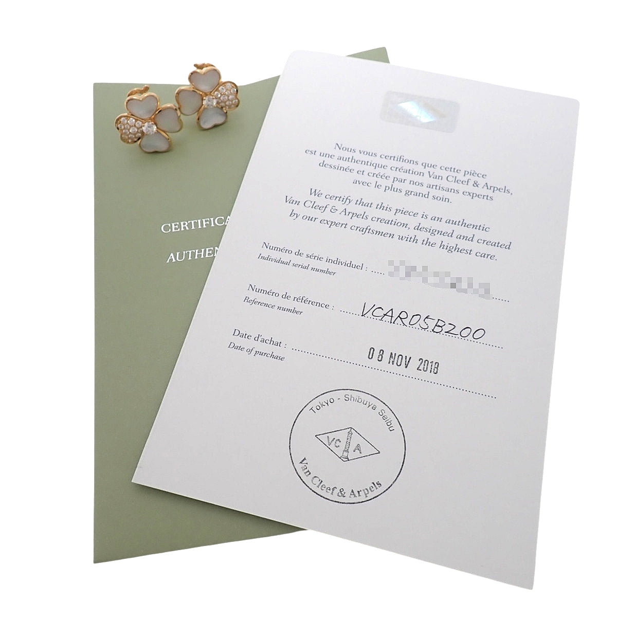 Cosmos Medium Earrings, Mother of Pearl/Diamond, Pink Gold, 18K PG, 14.9g