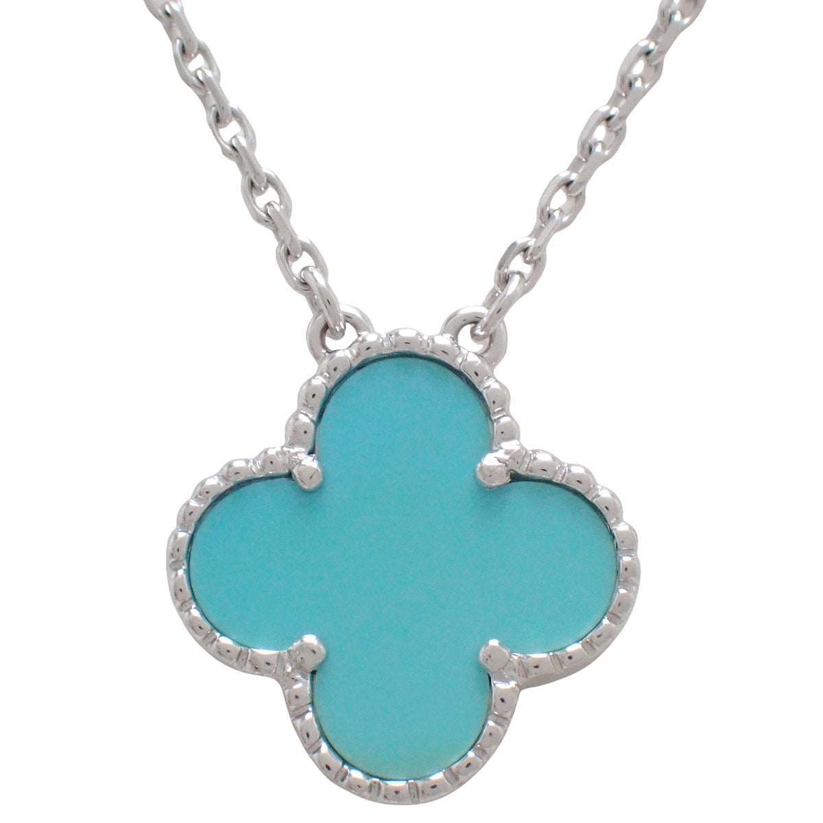 ヴィンテージアルハンブラ ネックレス ターコイズ ホワイトゴールド K18WG 5.1g