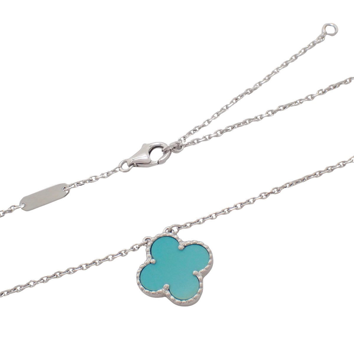 ヴィンテージアルハンブラ ネックレス ターコイズ ホワイトゴールド K18WG 5.1g