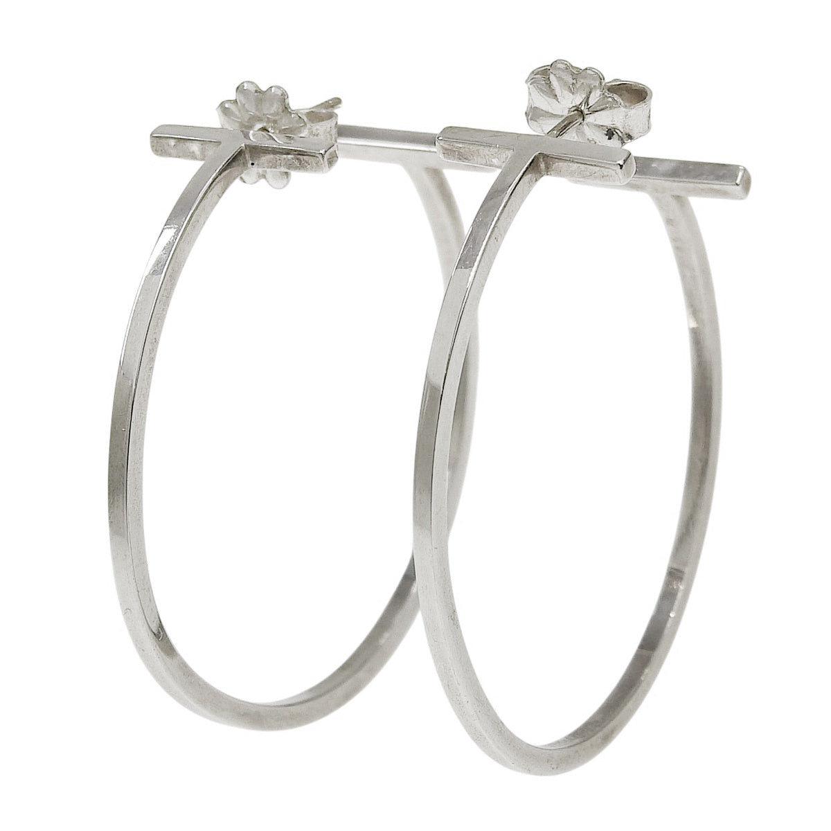 T ワイヤー フープ ピアス シルバー SV925