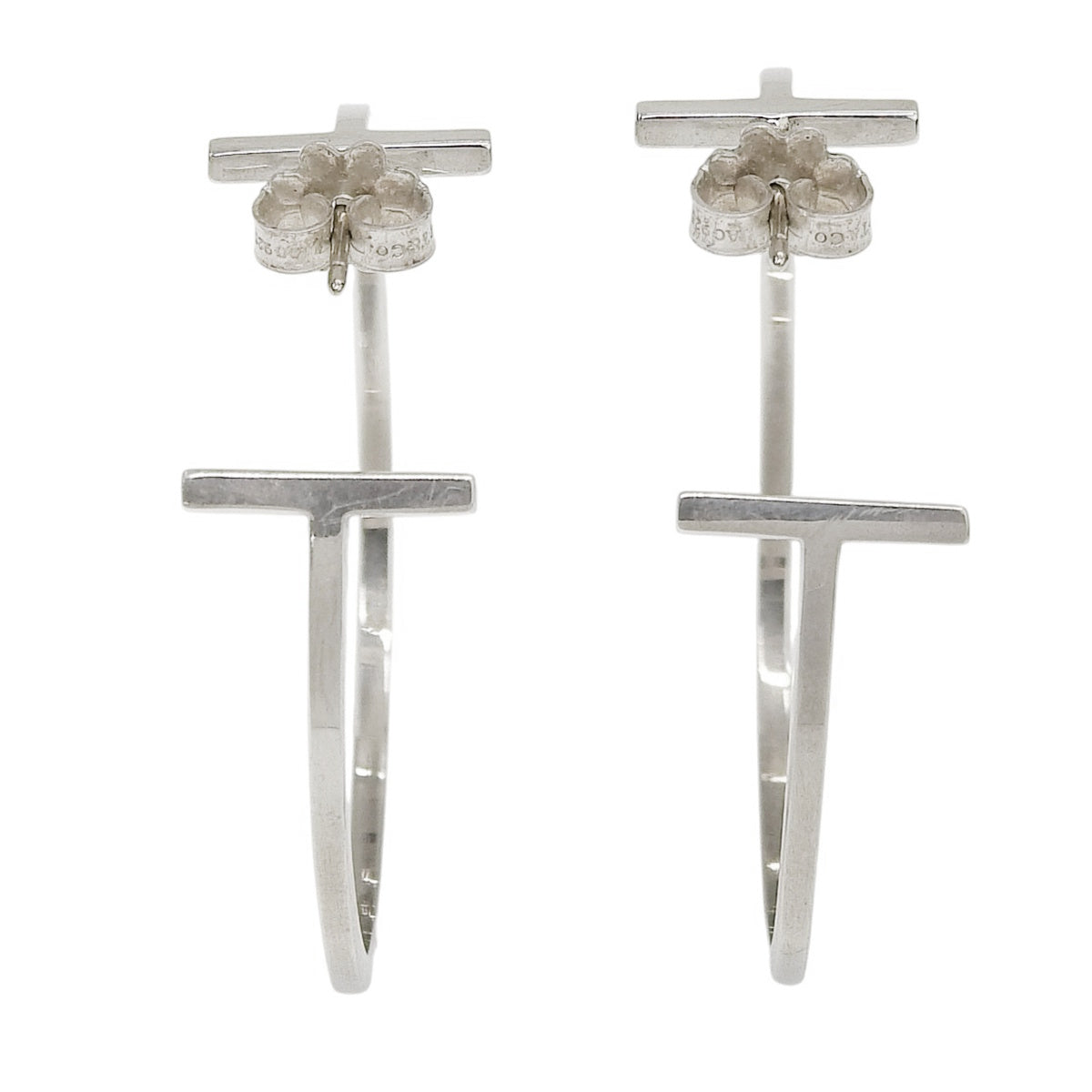T Wire Hoop Earrings Silver SV925