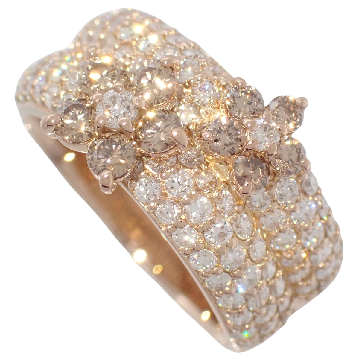 フラワー ダイヤ リング ダイヤモンド D1.07/0.4 ピンクゴールド K18PG 7.0g