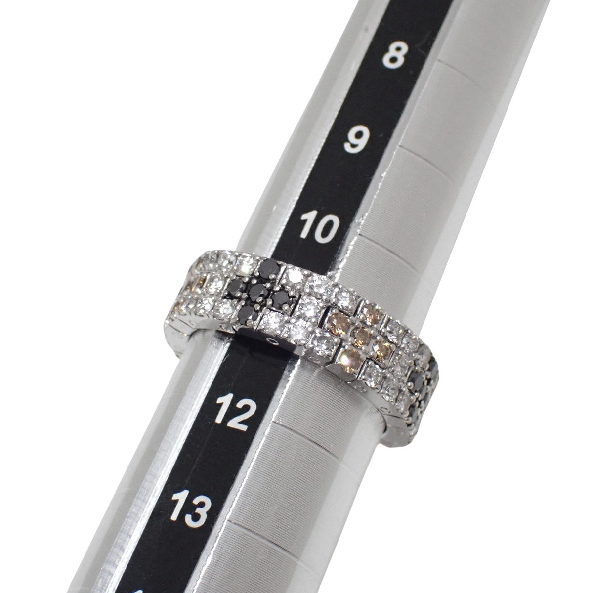 Cross motif ring with diamonds D0.30, D0.40, D0.84, white gold K18WG 8.6g