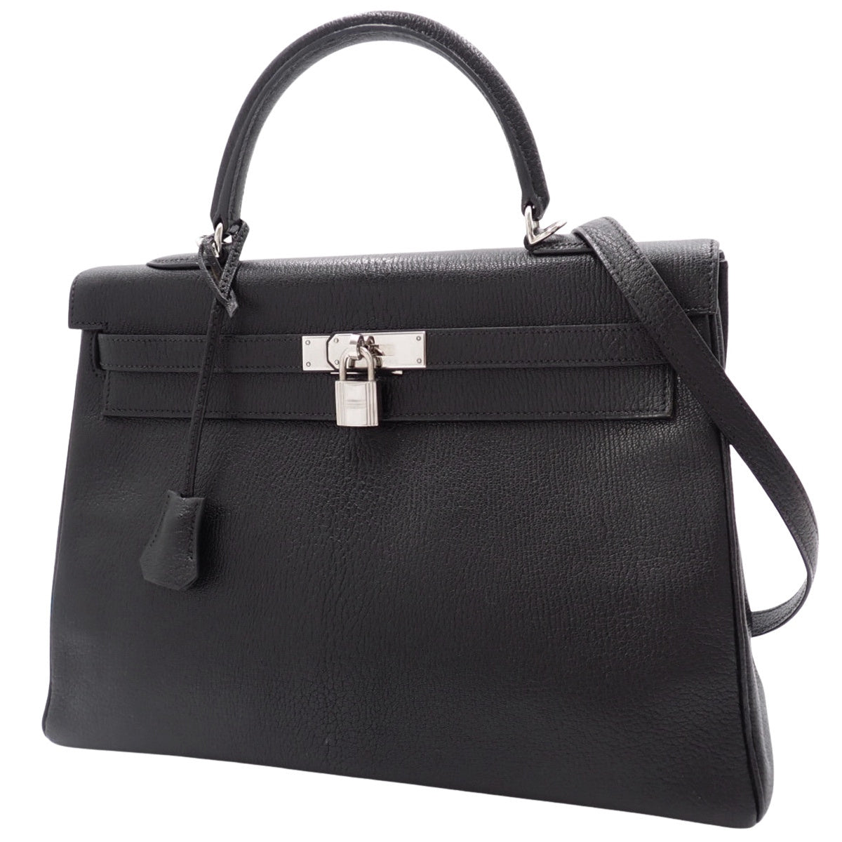 ケリー35 (内縫い) シェブルミゾル パラジウム金具 ブラック シルバー金具 □H刻印