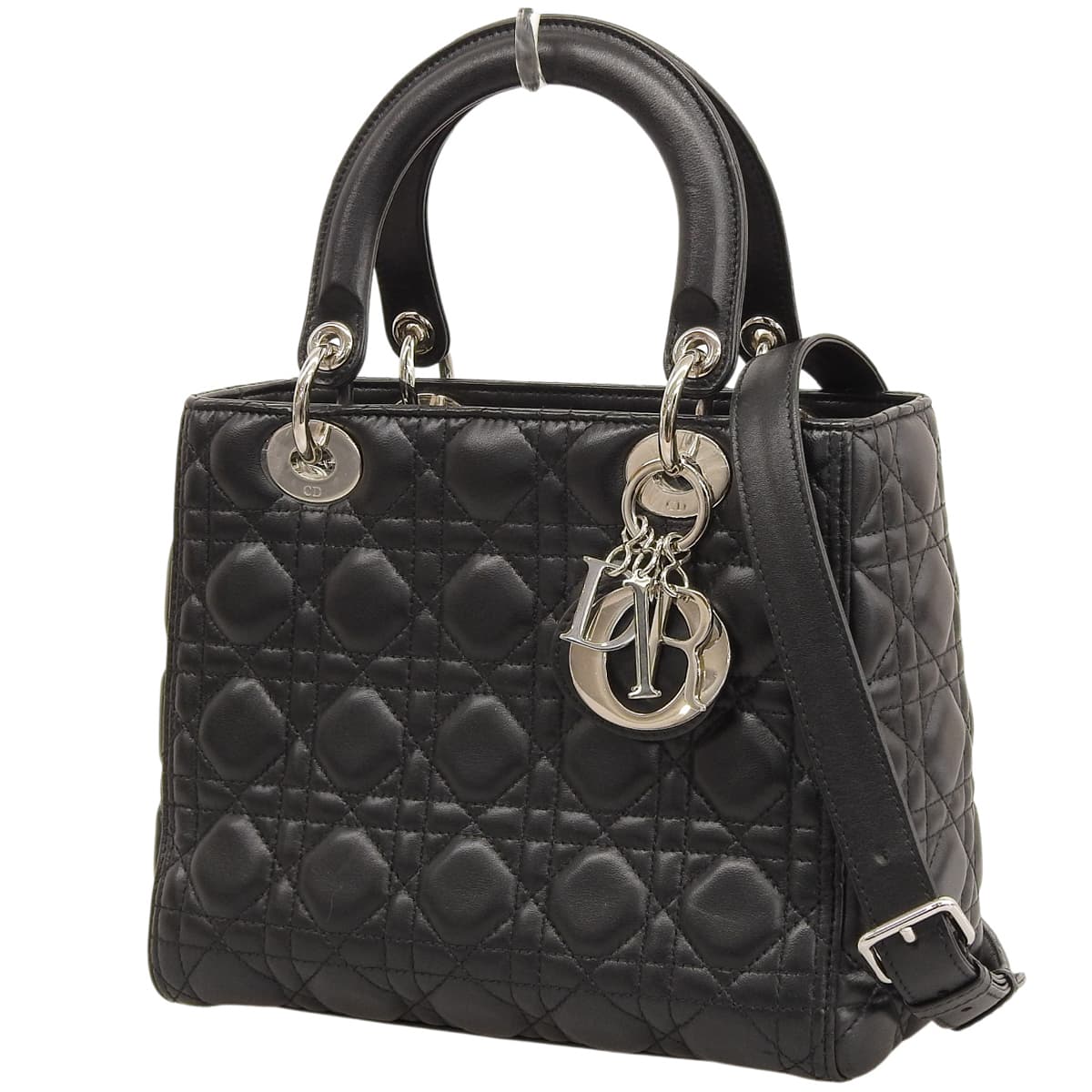 カナージュ レディディオール ミディアム ラムスキン ブラック