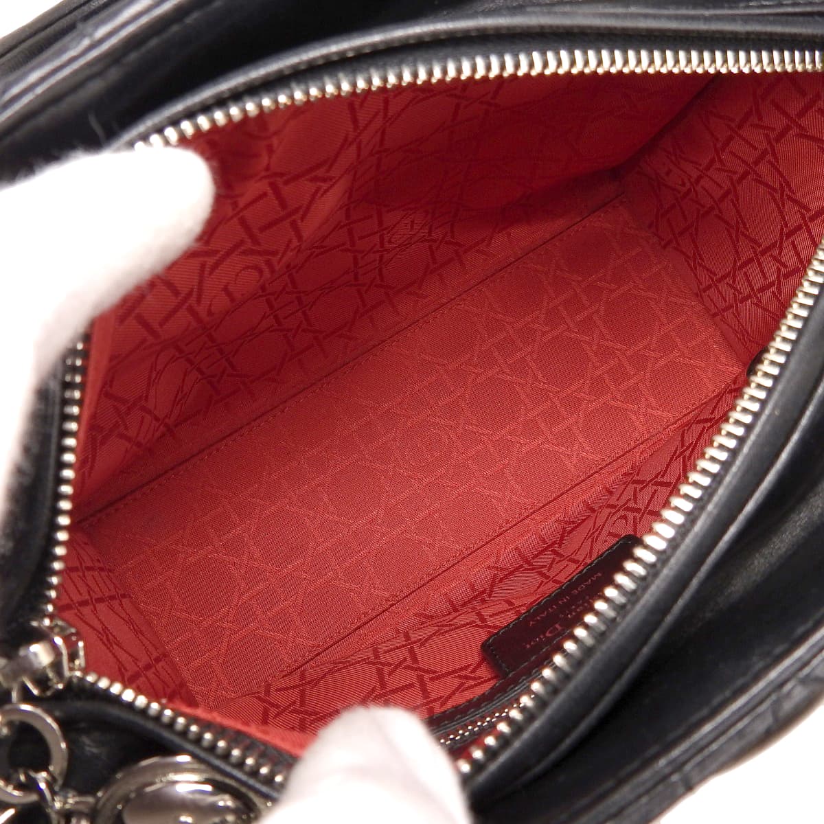 カナージュ レディディオール ミディアム ラムスキン ブラック