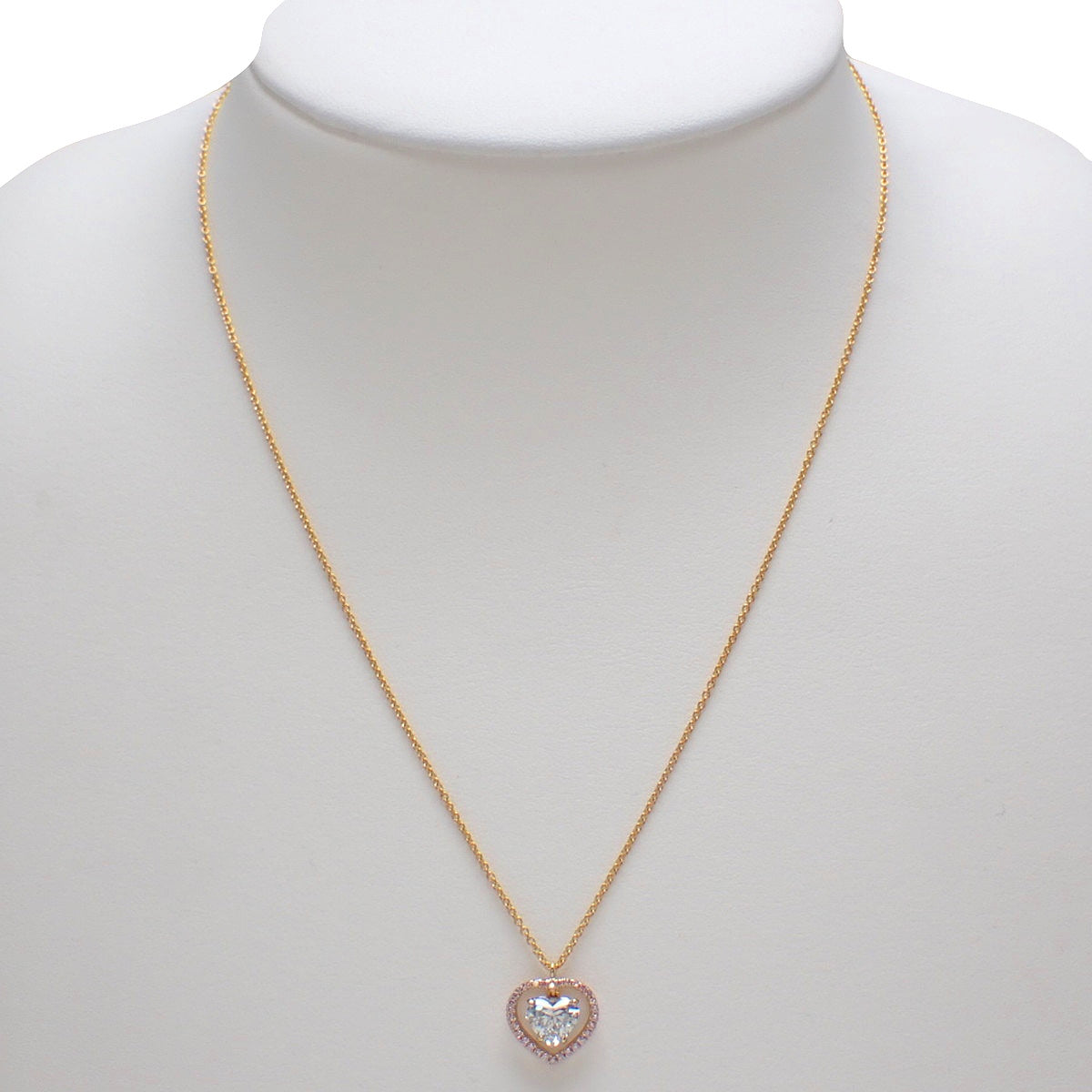 ハートシェイプ ダイヤモンド ペンダント ダイヤモンド/ピンクダイヤモンド D0.87/PD0.28 イエローゴールド K18YG ピンクゴールド K18PG 3.5g