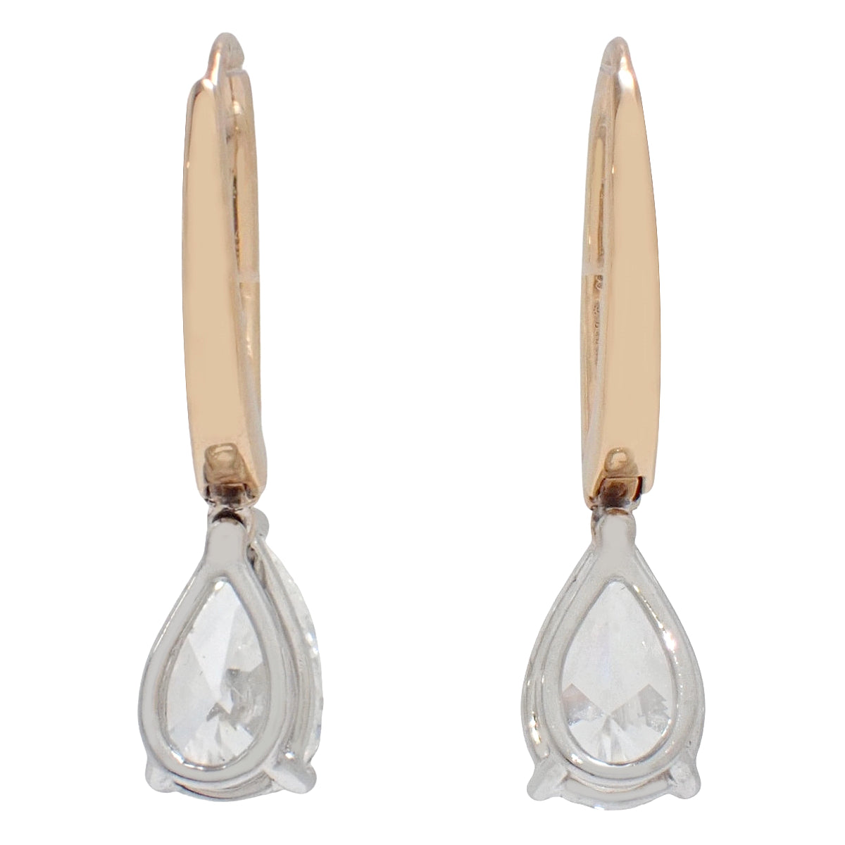 ペアシェイプ フープ ピアス ダイヤモンド ピンクゴールド K18PG プラチナ Pt950 3.0g