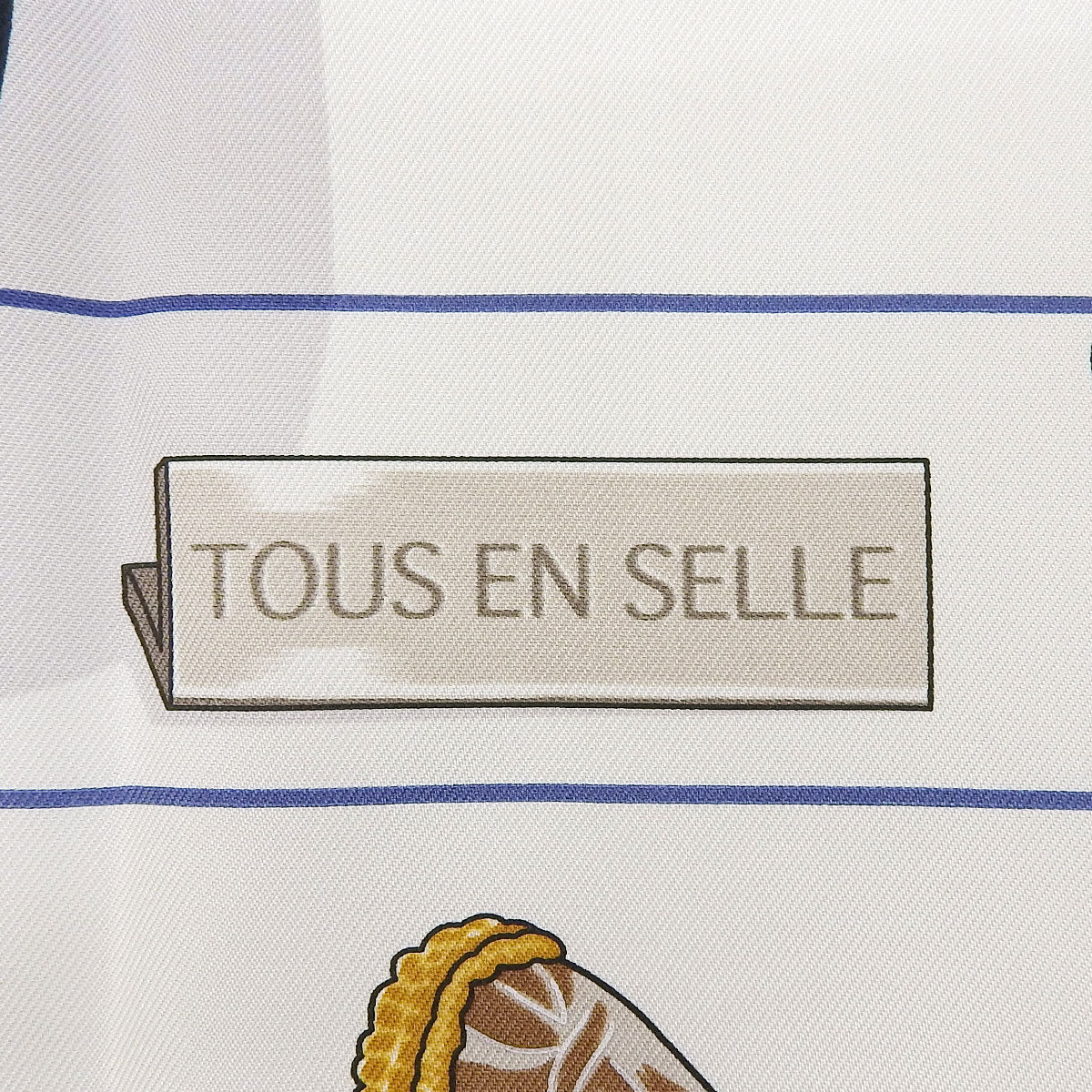 TOUS EN SELLE All in the Saddle Carre 90 Silk Gris Bleute Beige Dore H004204S 02