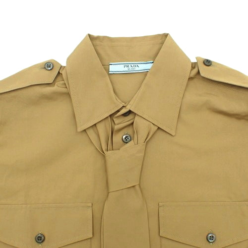 系带长衬衫，36 码，2023，三角形徽标长袖衬衫