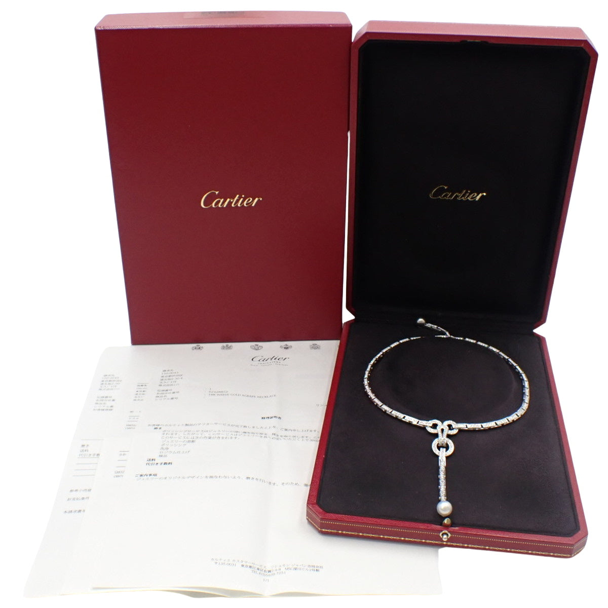 アグラフ ネックレス ダイヤモンド/パール K18 ホワイトゴールド WG