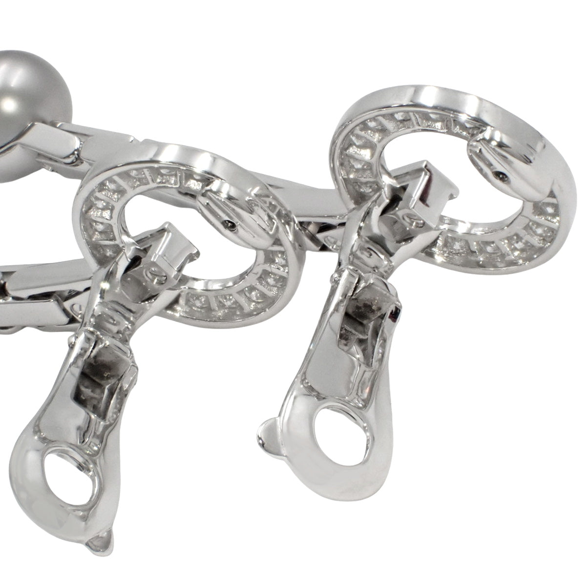 Pinktada Maxima Diamond Earrings with Diamond and Pearl in 18K White Gold and White Gold