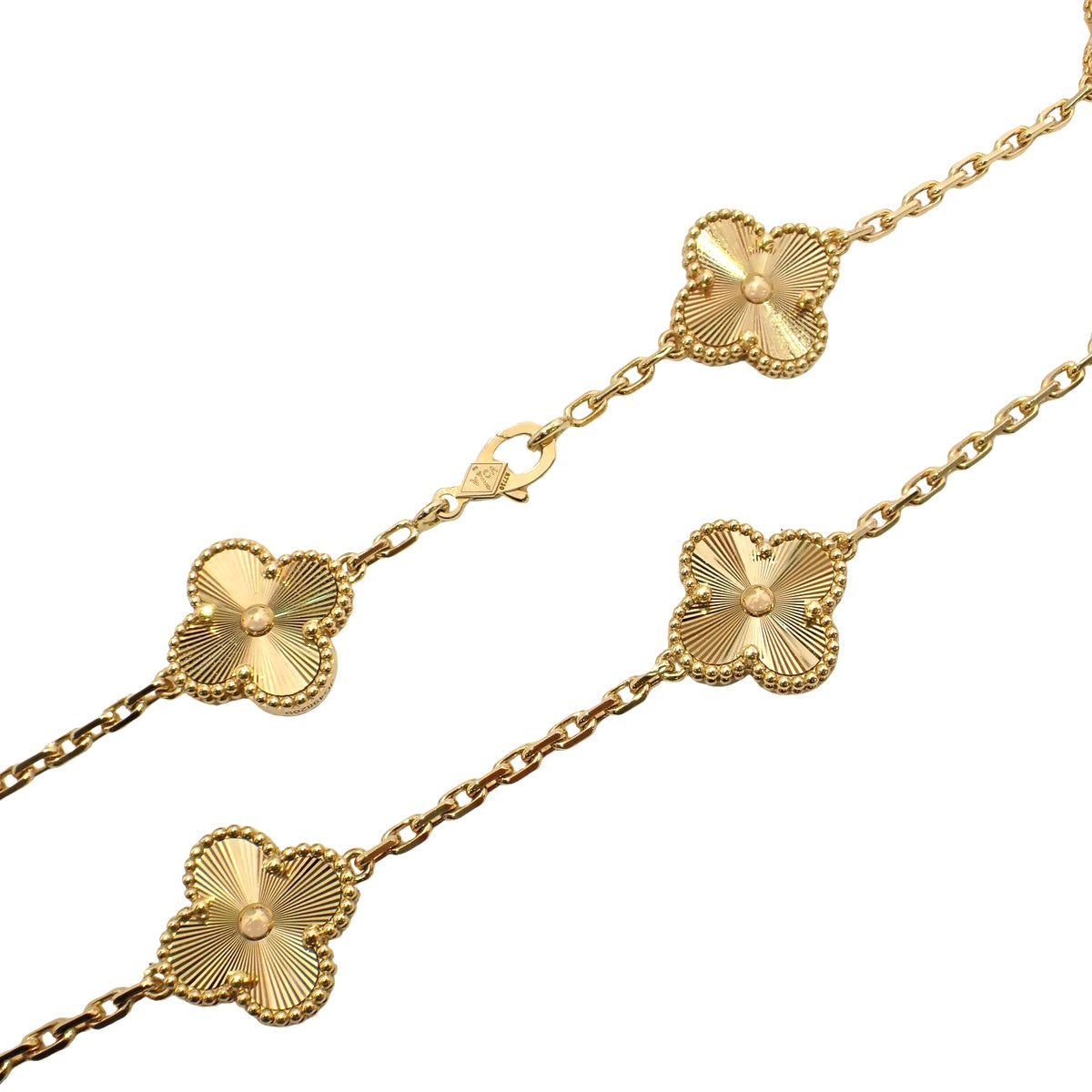 复古阿尔罕布拉项链，10个图案，18K黄金，玑镂纹饰