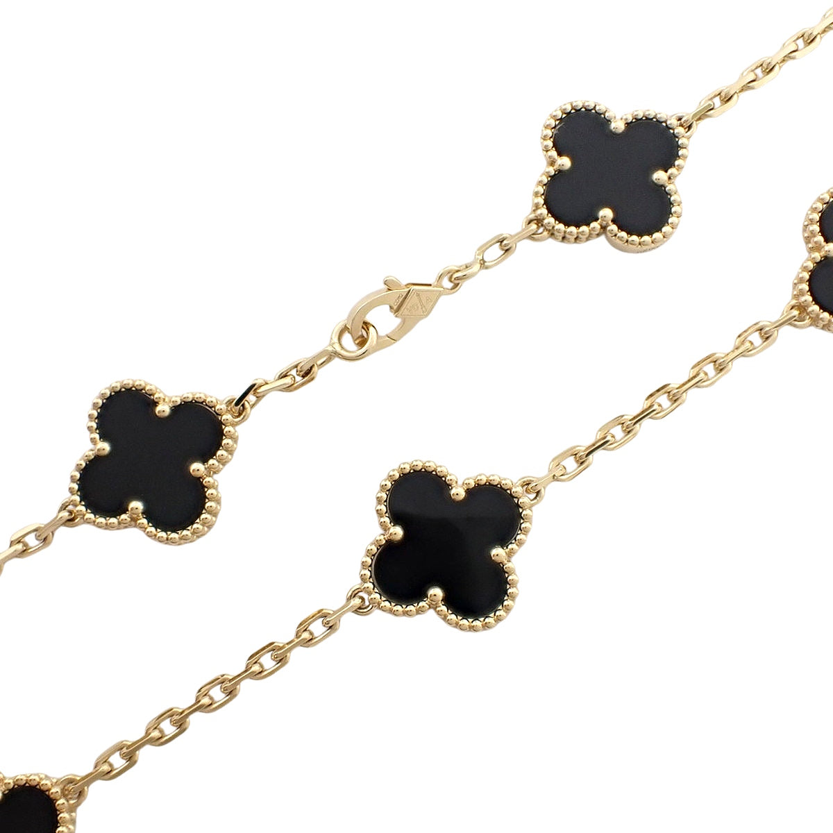 复古阿尔罕布拉项链，10个图案，缟玛瑙，18K黄金