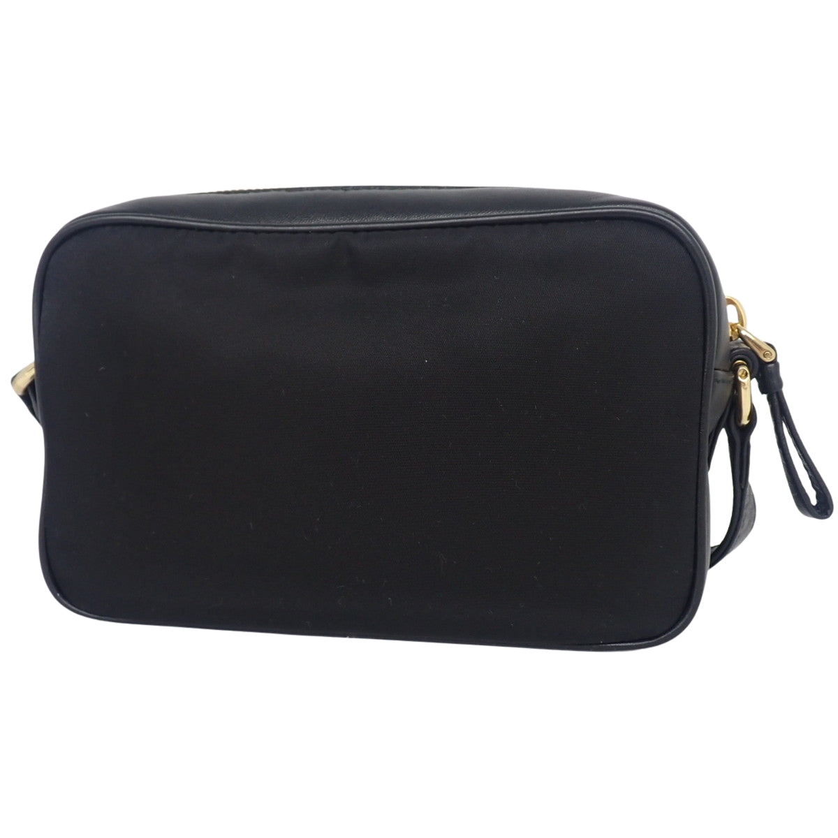 Ribbon shoulder bag, nylon and leather, black, 1BH166