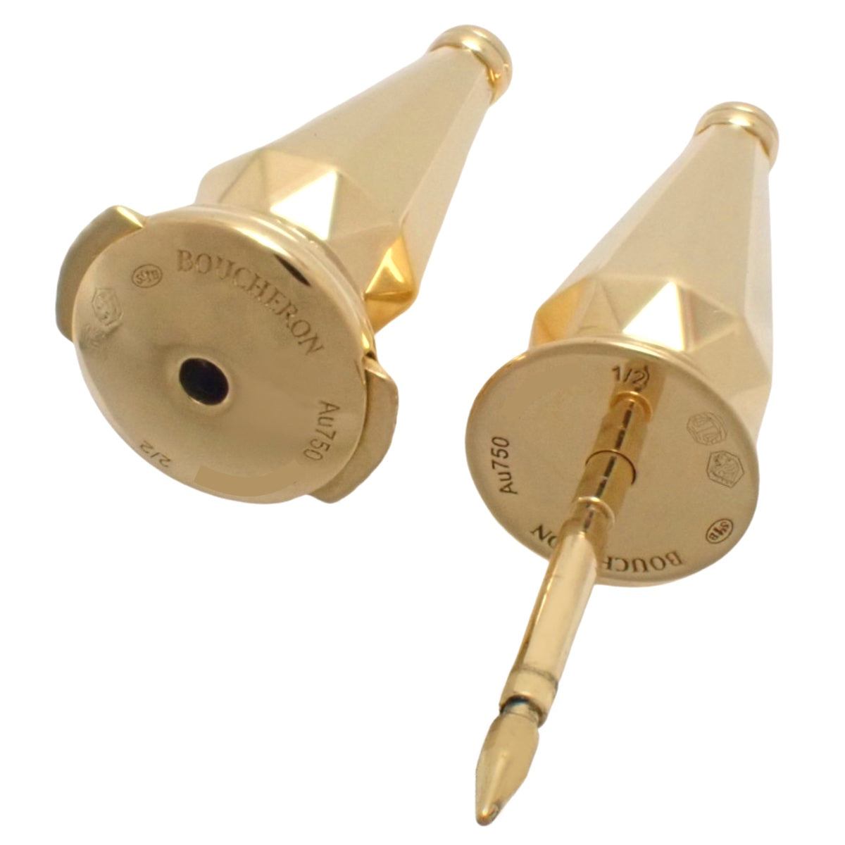 ジャック ドゥ ブシュロン シングル スタッズイヤリング ダイヤモンド イエローゴールド K18YG 3.9g